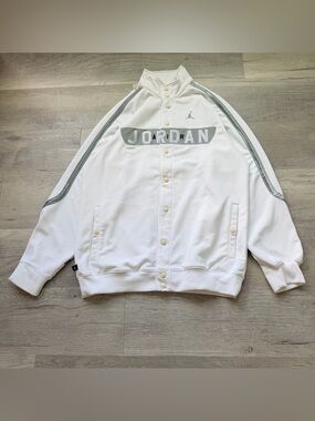 Jordan White Bomber Jacket with Gray Trim - A9